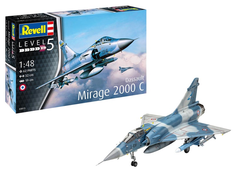 Revell 03813 Dassault Mirage 2000C 1:48 Scale Unbuilt/Unpainted Plastic Model Kit - Image 1